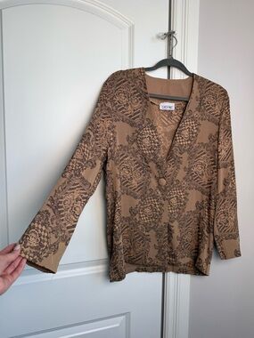 Vintage patterned lightweight blazer brown & black size S